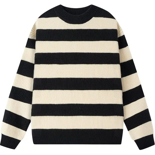 马员外 秋条纹长袖套头舒适百搭卫衣 男女同款