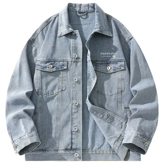 帕丁顿熊 复古学院风日系单排扣水洗基础款简约大口袋工装宽松休闲百搭翻领长袖夹克牛仔外套 男女同款