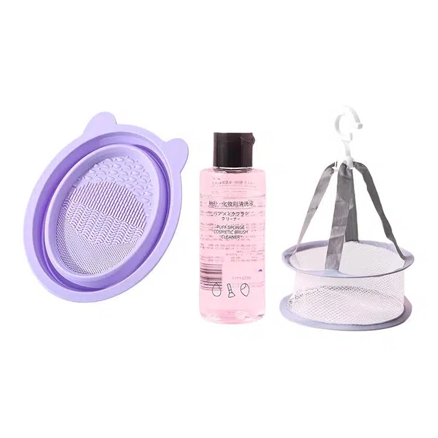 格安诺化妆刷清洗碗工具套装粉扑干洗神器美妆蛋清洗皂剂清洗液晾晒网篮清洁 深层清洁