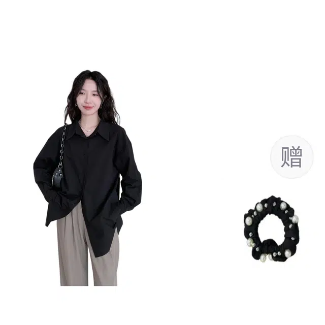 雾闪闪 女长袖小众气质法式衬衣外套秋季叠穿上衣衬衫 女款