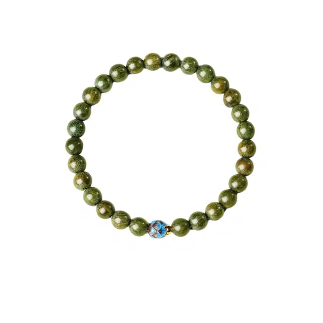 茂琼 招财纳福万事顺遂好运连连中式国潮文玩复古简约轻奢高级感盘玩念珠佛珠 绿檀 手串 女款