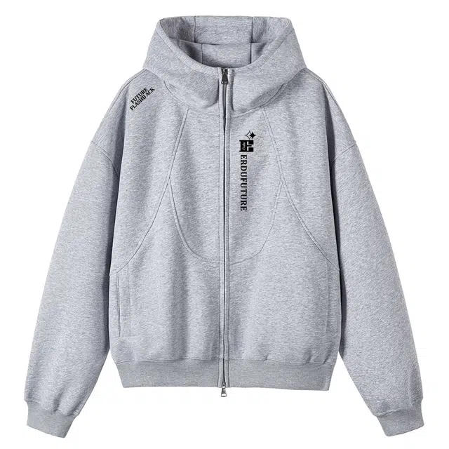 而度 美式复古蝴蝶印花拉链质感工艺拉满小众高级感潮牌连帽卫衣 男女同款