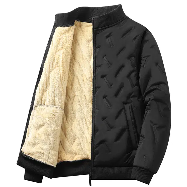 马员外 棉袄子加绒羊羔绒保暖加厚立领棉服 男款