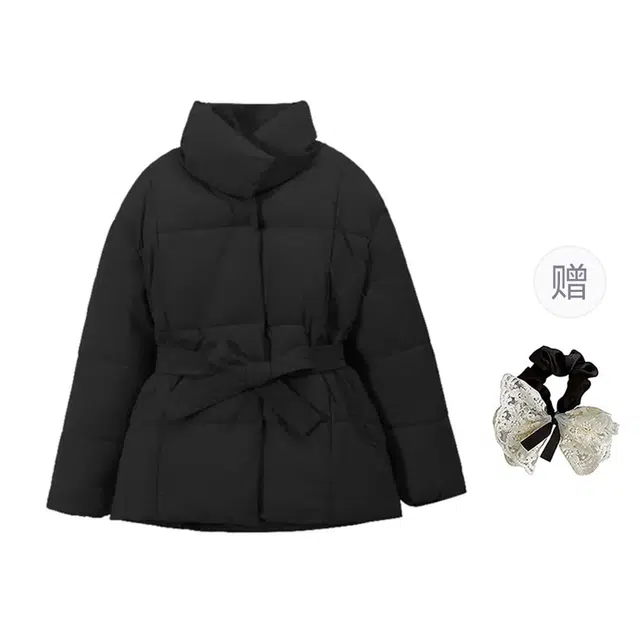 涂诗菲 韩版复古纯色气质简约宽松舒适高级感遮肉显瘦通勤休闲百搭立领外套棉服 女款