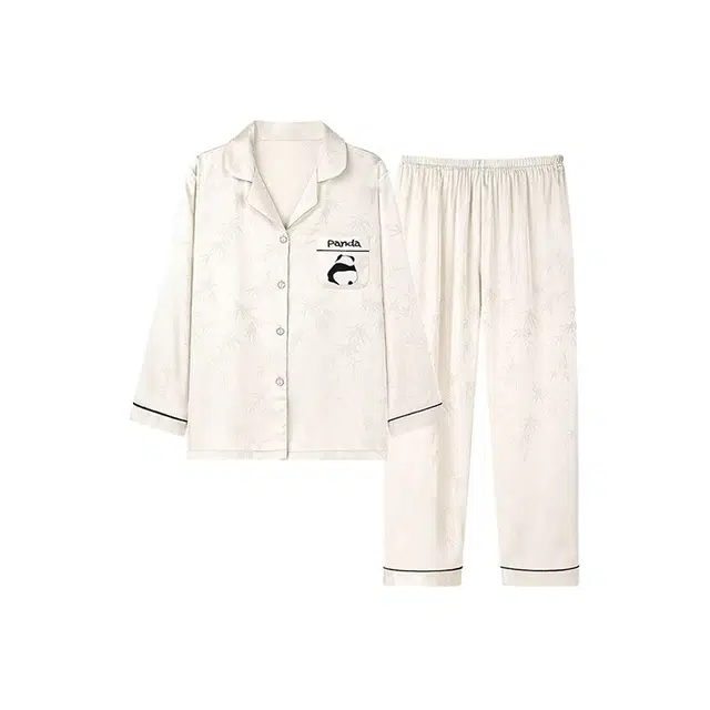 静英鸾 长袖长裤舒适简约休闲风翻领开衫家居服睡衣套装 女款