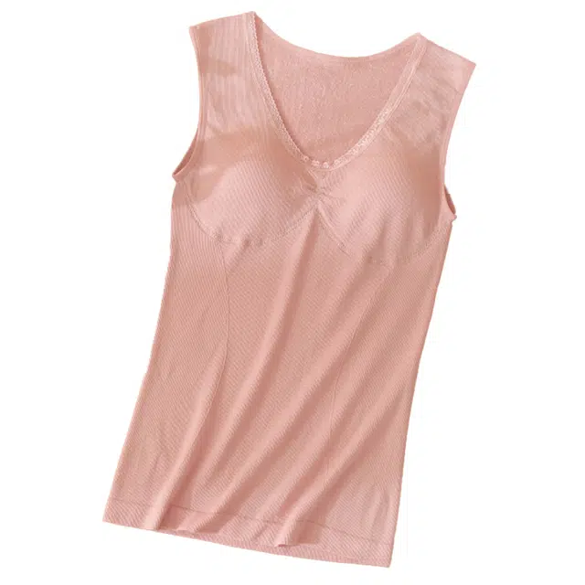 睦隆世家 时尚简约外穿 舒适软糯亲肤透气带胸垫保暖上装 女款