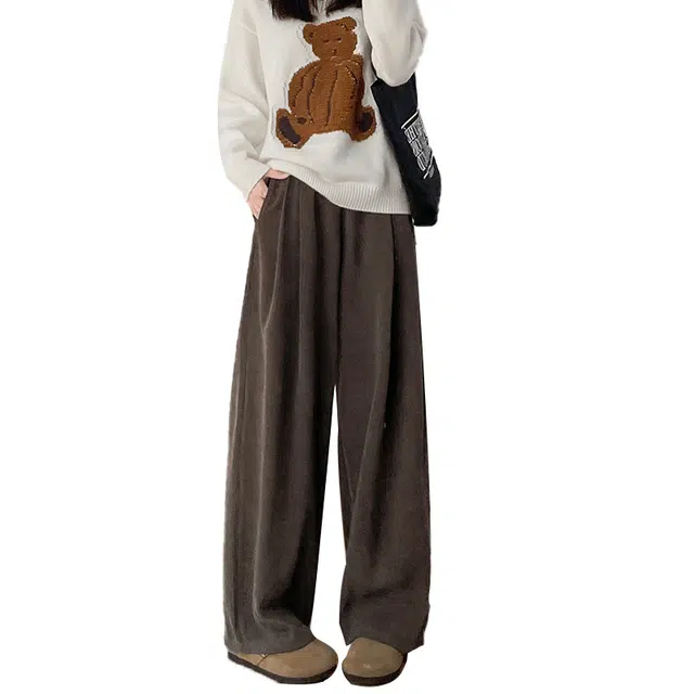 棉购 山本裤女春秋季垂感直筒宽松慵懒风阔腿裤休闲裤 女款