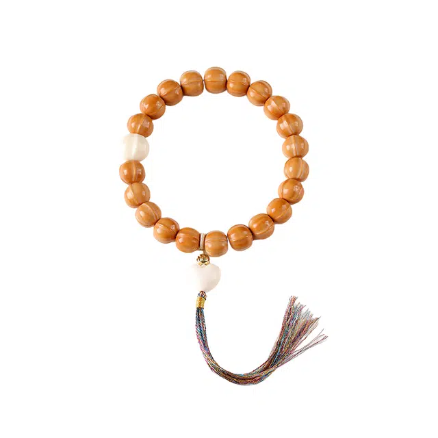 子婳 鲨鱼背高油高密精致高端配饰流苏穗子佛珠文玩盘玩复古简约小众设计感招财好运 猴头核桃 手串 男女同款情侣款