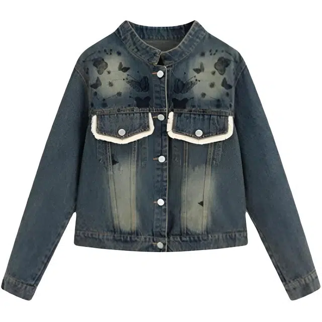 苏九儿 动物图案宽松长袖牛仔外套 女款