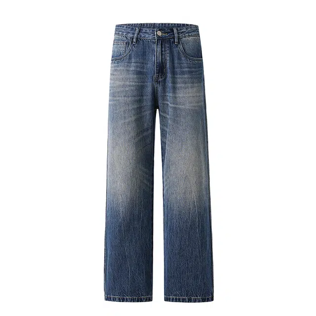 米素力 休闲直筒简约中腰牛仔裤 男女同款