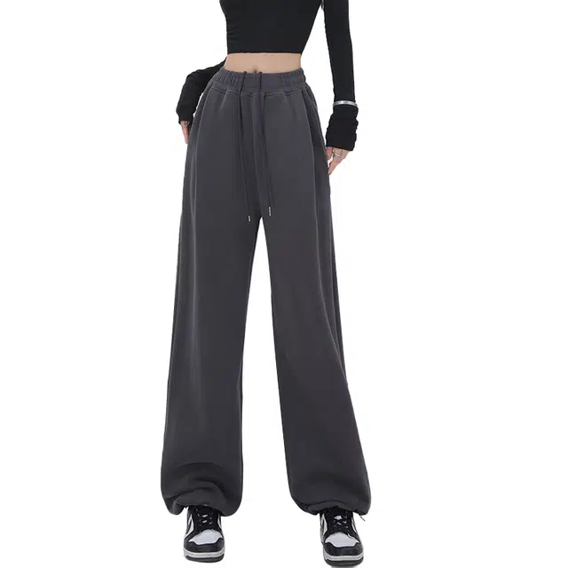 棉购 春秋垂感美式宽松阔腿裤休闲裤 女款