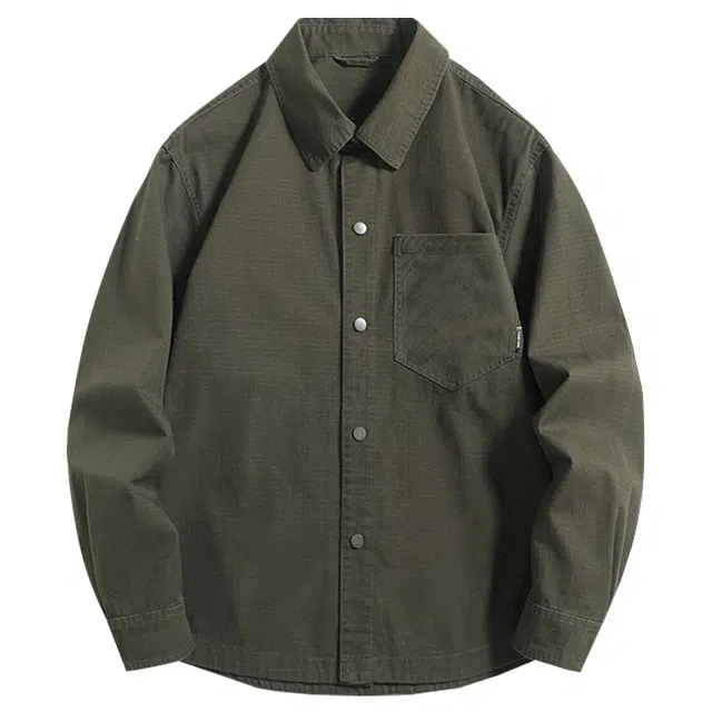 米素力 高级感痞帅宽松纯色常规长袖休闲风衬衫 男款