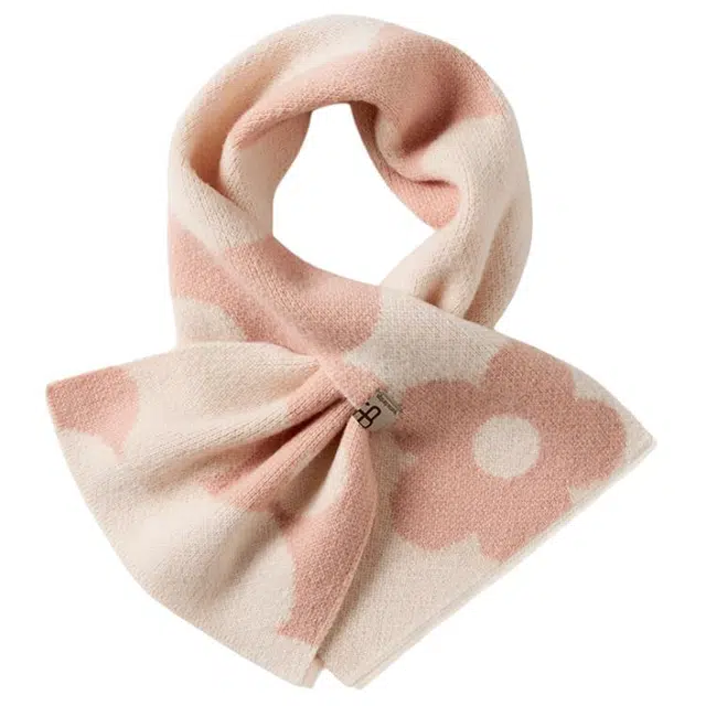 玖慕 提花交叉保暖 绵羊毛 绒线围巾 女款