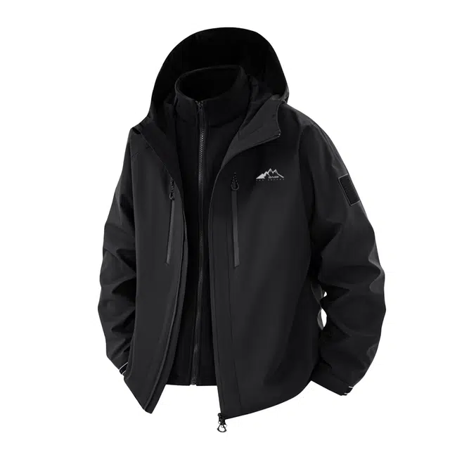 赛琪 三合一山系户外纯色轻量化防风防泼水保暖长袖连帽日常通勤百搭徒步旅行滑雪抗寒运动夹克外套 男女同款