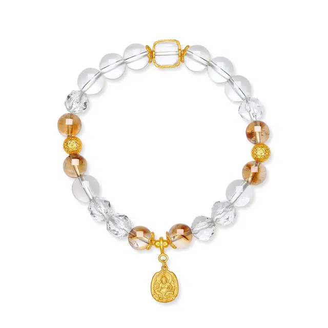 翠雅金楼 招财进宝  日进斗金财运滚滚碎冰冰净化磁场事业顺遂国潮小众气质百搭新中式高级感#好运天然 白水晶 手串 女款