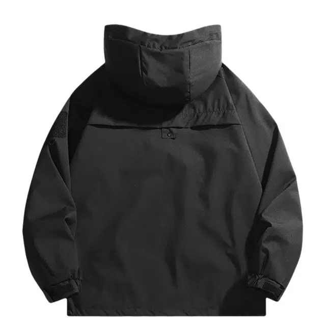 棉基因  美式高街简约户外机能魔术贴休闲百搭宽松连帽大口袋  防水防风透气耐磨防雨冲锋衣 男女同款