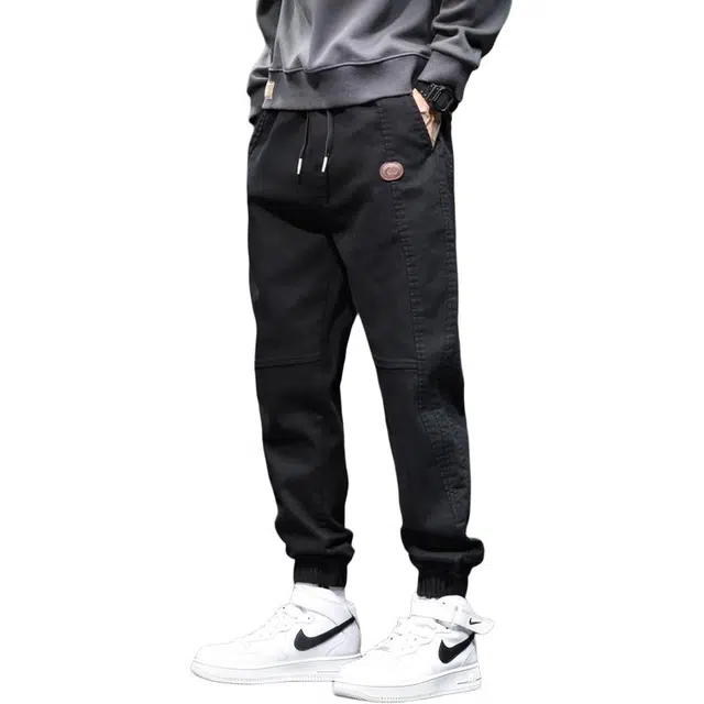 协协乐 高街机能风美式潮牌春秋季宽松哈伦九分束脚裤百搭青少年痞帅拼接氛围感运动长裤休闲裤 男款