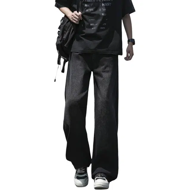 海尔斯 舒适美式高街做旧水洗中腰直筒宽松牛仔裤 男款