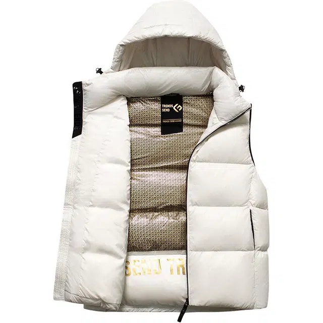 雅鹿  加厚黑金鹅绒纯色可脱卸帽  羽绒马甲  男女同款