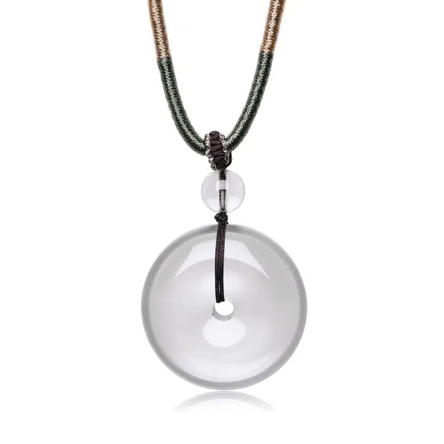 翠雅金楼 水逆退散国潮平安扣 新中式平安顺遂招财纳福净化磁场能量简约精致时尚百搭#好运天然 白水晶 项链 男女同款情侣款