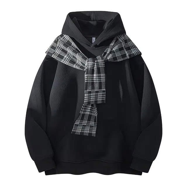 海尔斯 假两件披肩美式休闲百搭连帽宽松卫衣 男女同款