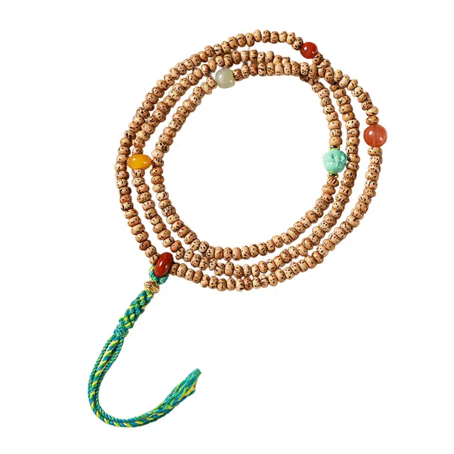 子婳 原生态迷你串珠流苏手持多圈文玩转运佛珠新中式复古民族风东方美学个性时尚百搭手饰#好运 星月菩提 手串 男女同款情侣款