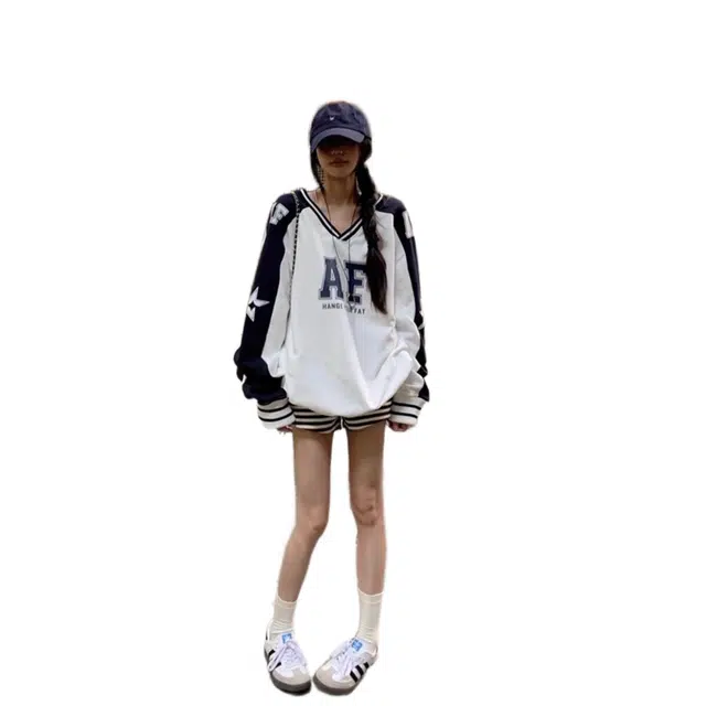 苏九儿 美式复古印花百搭宽松显瘦休闲卫衣 女款