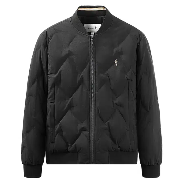 与狼共舞 聚热石墨烯绗缝加绒高充绒时尚棒球领通勤百搭轻暖舒适羽绒服 男款