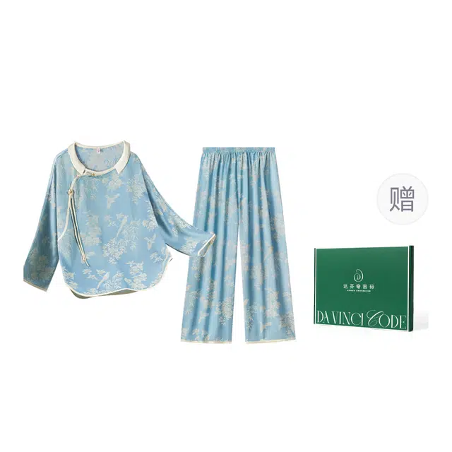 达芬奇密码 新中式国风休闲长袖长裤可外穿清新春秋家居服睡衣套装 女款