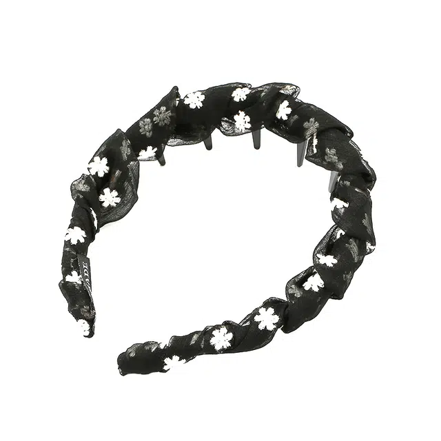 如花梦 花朵刺绣投稿带齿防滑压发发饰 布艺 发箍 女款