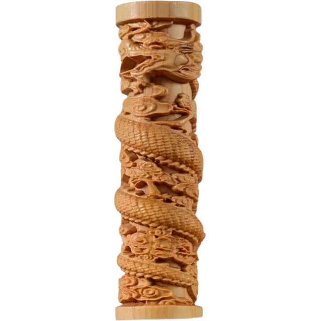 得笙陌 精品木雕刻生肖龙工艺品盘龙柱手柄蟠龙#好运 崖柏 摆件 男女同款情侣款