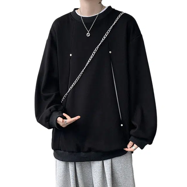 冈哉 破缝个性创意拼接美式潮流宽松舒适简约时尚日常休闲百搭街头无性别主义痞帅卫衣 男女同款