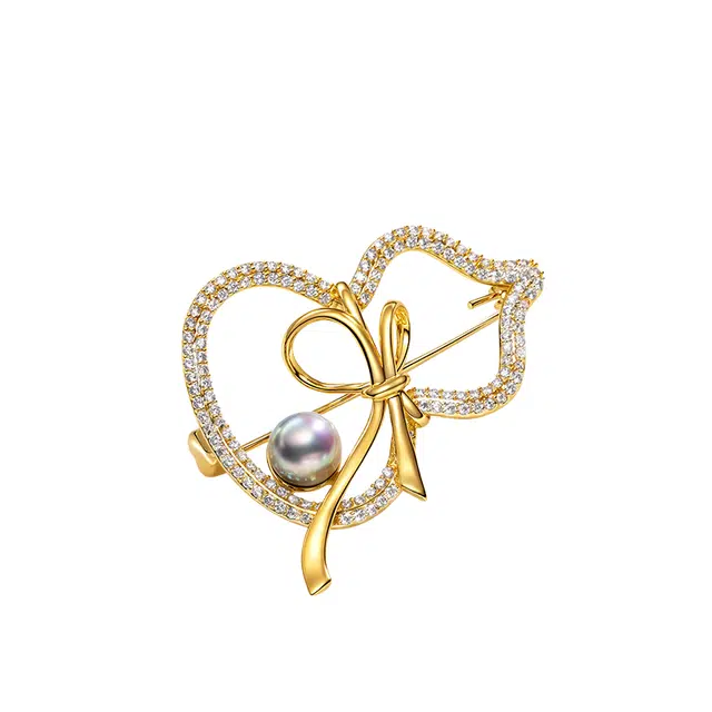 暖瞳 福芦海水珍珠强光圆形高级感创意 铜镀金 胸针 女款