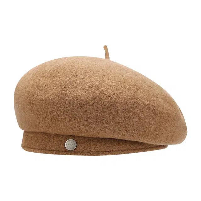 浪莎 英伦风金属标简约纯色时尚百搭保暖 羊毛 贝雷帽 男女同款情侣款