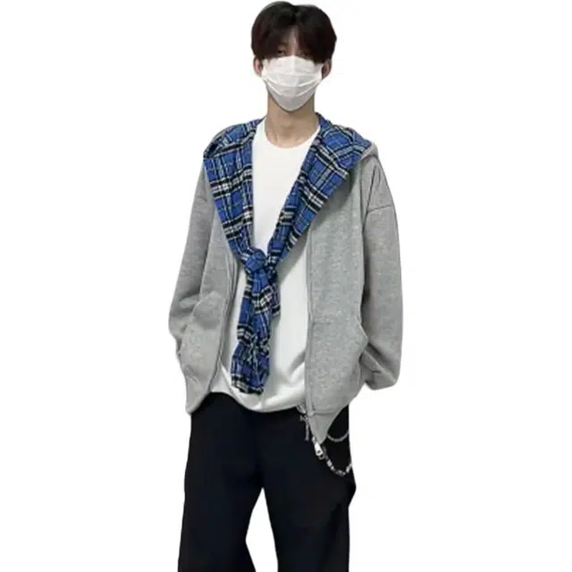 黑马漫画 美式高街假两件格子连帽上衣男款春秋痞帅高级感潮牌卫衣 男女同款