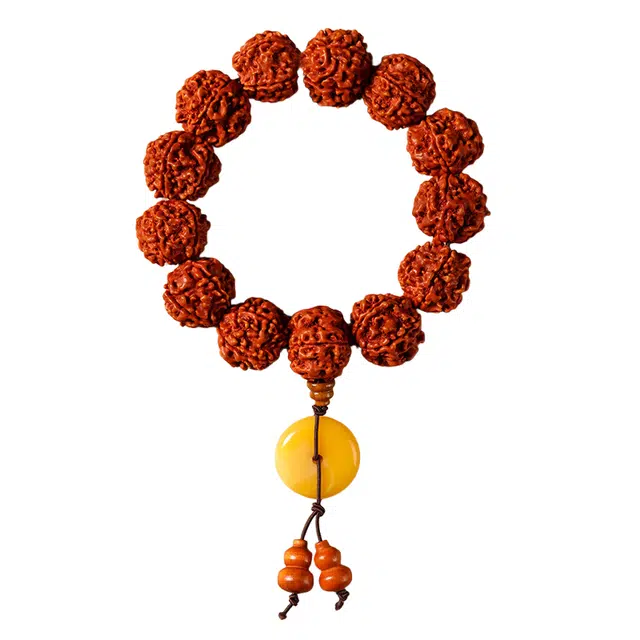 子婳 时来运转诸事顺利新中式国潮复古简约精致高油高密红皮爆肉配平安扣盘玩文玩佛珠手饰#好运 金刚菩提 手串 男女同款情侣款