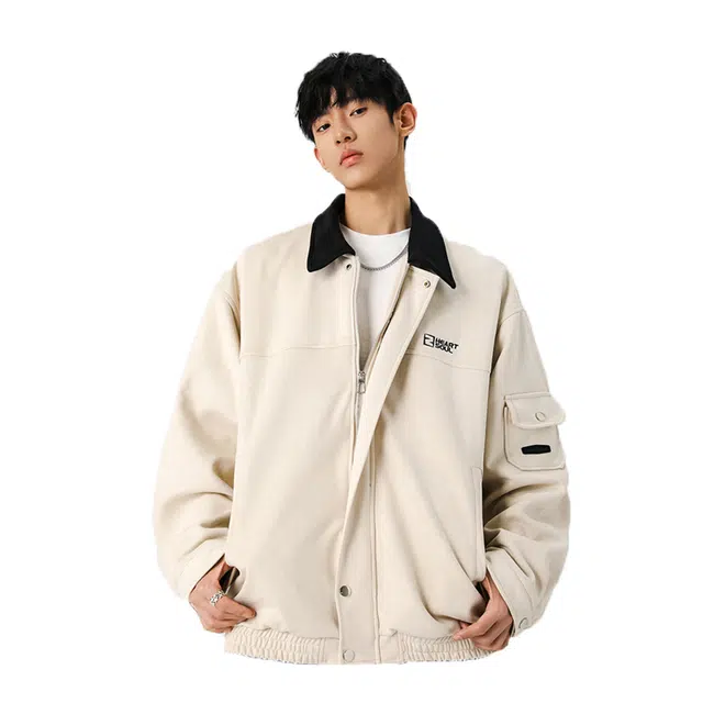 佐菲利 美式撞色翻领飞行员男秋高街痞帅休闲工装外套青少年上衣夹克 男女同款