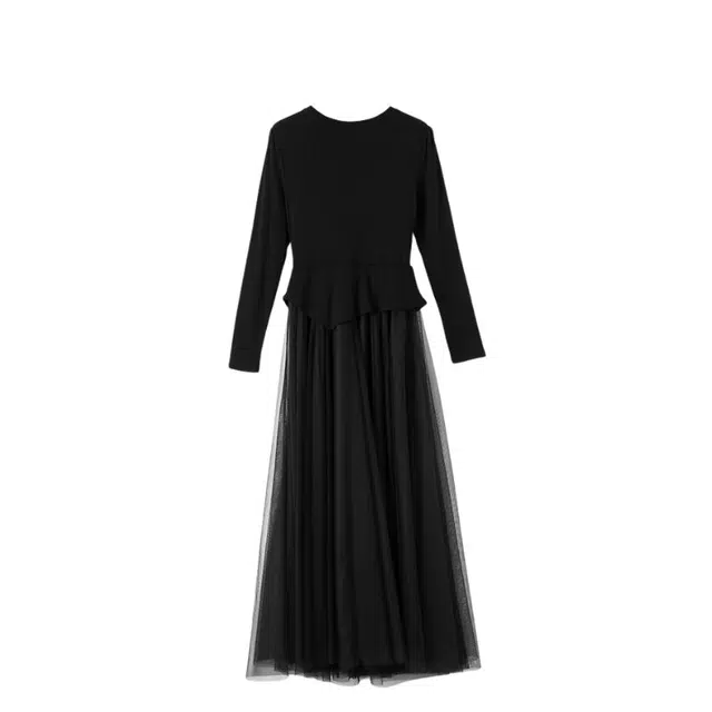 晚白 网纱大摆长裙有里衬高弹收腰设计连衣裙 女款