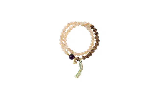 克拉日记 新中式国潮圆珠拼接文莱手饰招财平安好运礼盒 黄水晶 手串 女款