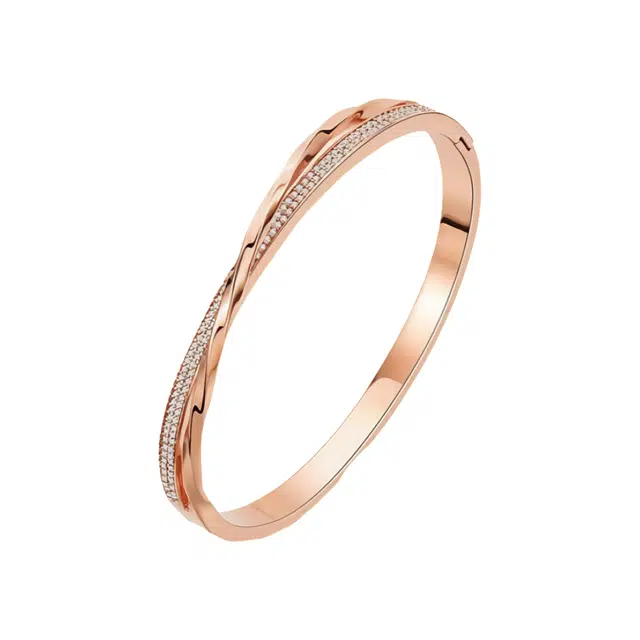 纪铂梵 满天星莫比乌斯环素圈简约  设计 铜 手镯 女款