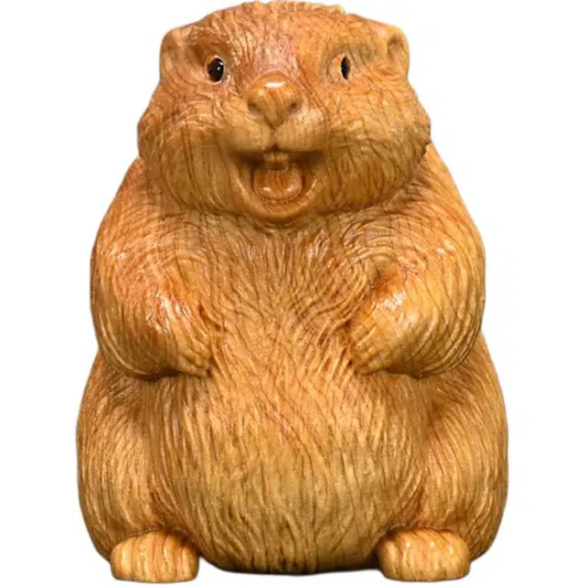 得笙陌 木雕大土拨鼠萌老鼠手把件家居家用汽车载摆设#好运 崖柏 摆件 男女同款情侣款