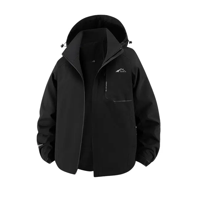 赛琪 户外机能风山峰多巴胺纯色基础山系冲锋宽松休闲连帽工装防风防水长袖夹克外套 男女同款