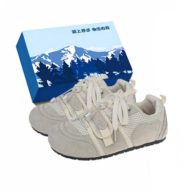 小鹿米利 丑萌头休闲薄底鞋百搭网面透气面包运动 低帮 板鞋 女