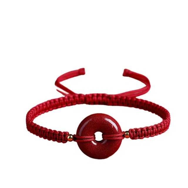 仙园韵 新中式小众设计平安扣编织红绳本命年红色文艺复古好运红绳手饰 朱砂 手绳 女款