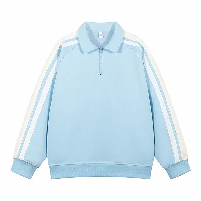 海尔斯 撞色套头条纹翻领卫衣 男女同款