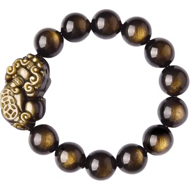 【匠心手作 招财吸金】 灵菲 高级感貔貅吞金兽腕饰 新中式国潮文艺时尚百搭转运显气质赠朋友生日礼#好运礼盒 黑曜石 手串 男款