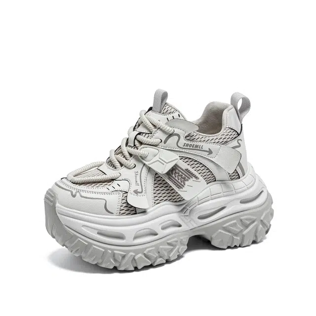 织物合成革 运动休闲厚底松糕时尚百搭潮流 透气轻便增高 低帮 老爹鞋 女款