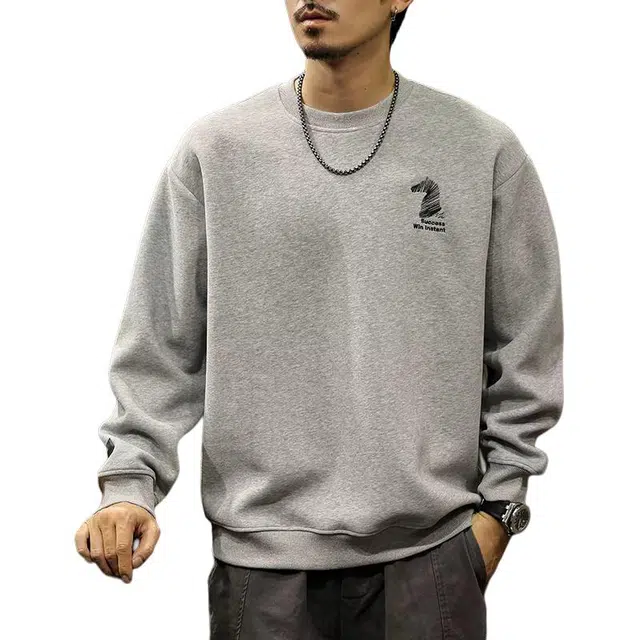 路杰邦 高级感长袖秋季美式潮牌马头刺绣宽松外穿打底舒适保暖卫衣 男款