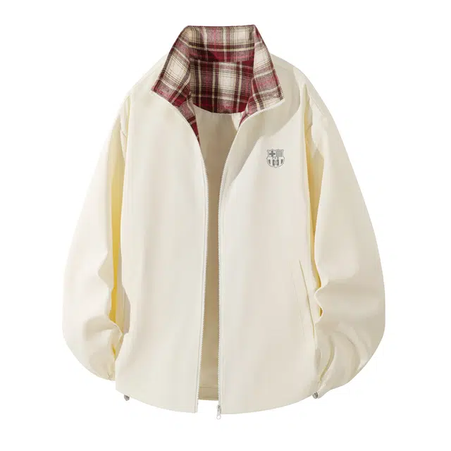 巴塞罗那足球俱乐部 时尚潮牌复古城市机能宽松舒适休闲拼接撞色设计透气防风防水日常通勤运动落肩工装翻领外套夹克 男女同款