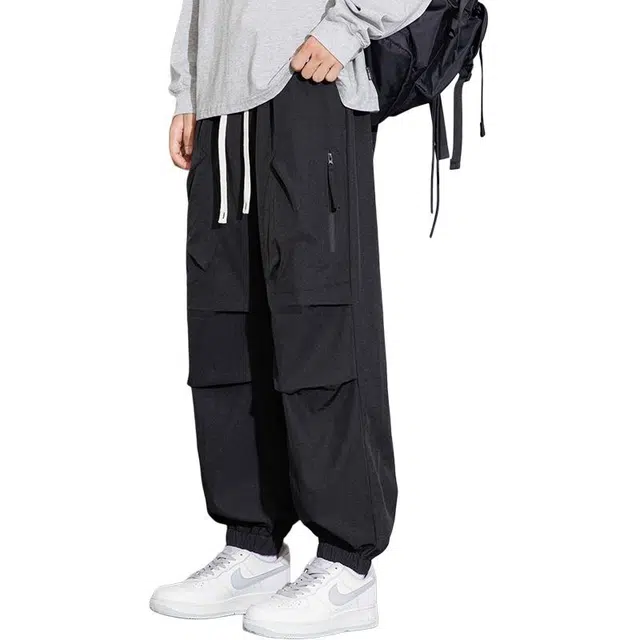 左岸 美式复古帅气潮流伞兵裤长裤休闲宽松束脚裤柔软舒适轻便春秋季山系户外机能裤工装裤 男款
